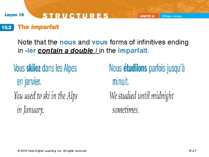 Note that the nous and vous forms of infinitives ending in -ier contain a