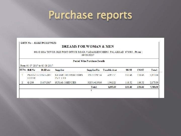 Purchase reports 