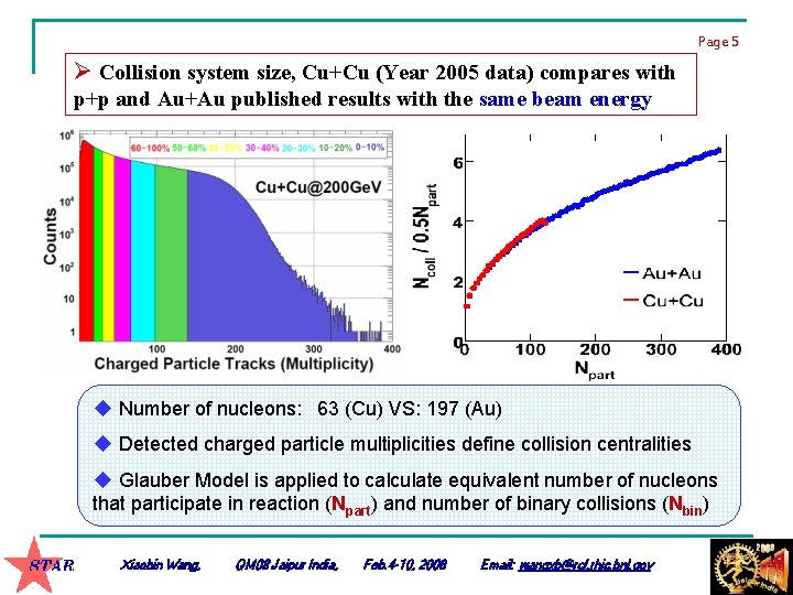 Page 5 Ø Collision system size, Cu+Cu (Year 2005 data) compares with p+p and