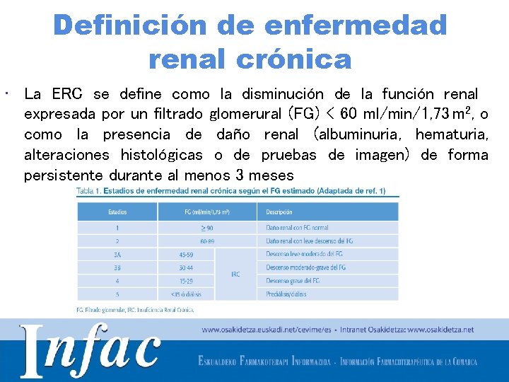 Definición de enfermedad renal crónica • La ERC se define como la disminución de