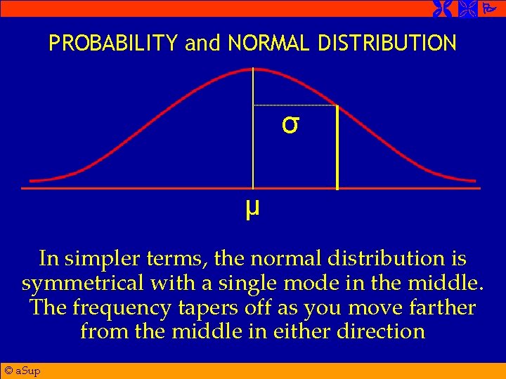  PROBABILITY and NORMAL DISTRIBUTION σ μ In simpler terms, the normal distribution is