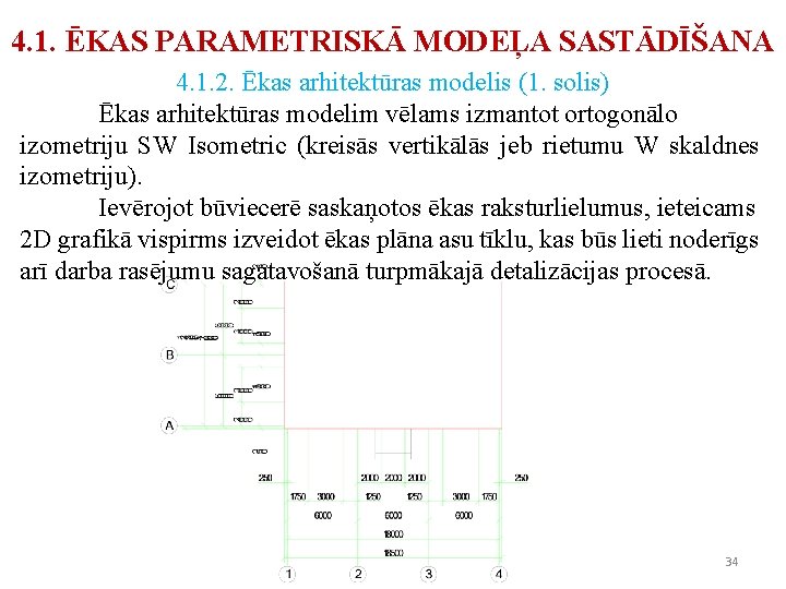 4. 1. ĒKAS PARAMETRISKĀ MODEĻA SASTĀDĪŠANA 4. 1. 2. Ēkas arhitektūras modelis (1. solis)