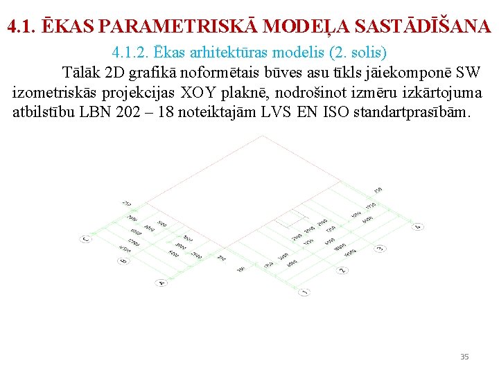 4. 1. ĒKAS PARAMETRISKĀ MODEĻA SASTĀDĪŠANA 4. 1. 2. Ēkas arhitektūras modelis (2. solis)