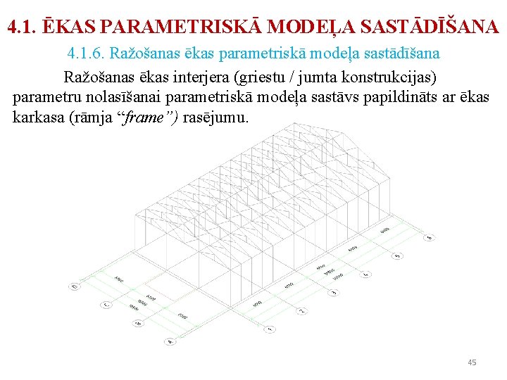 4. 1. ĒKAS PARAMETRISKĀ MODEĻA SASTĀDĪŠANA 4. 1. 6. Ražošanas ēkas parametriskā modeļa sastādīšana