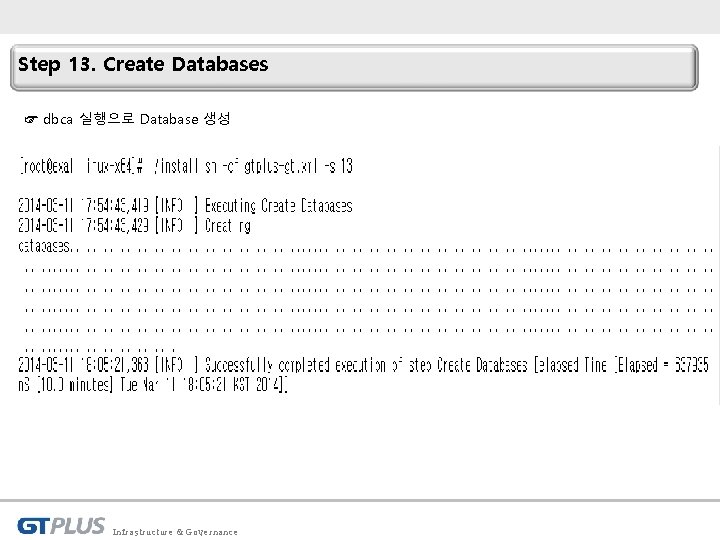 Step 13. Create Databases ☞ dbca 실행으로 Database 생성 Infrastructure & Governance 