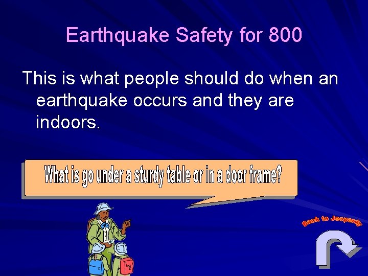 Earthquake Safety for 800 This is what people should do when an earthquake occurs