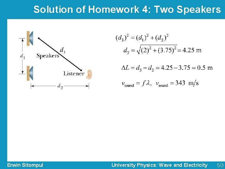 Solution of Homework 4: Two Speakers Erwin Sitompul University Physics: Wave and Electricity 5/3