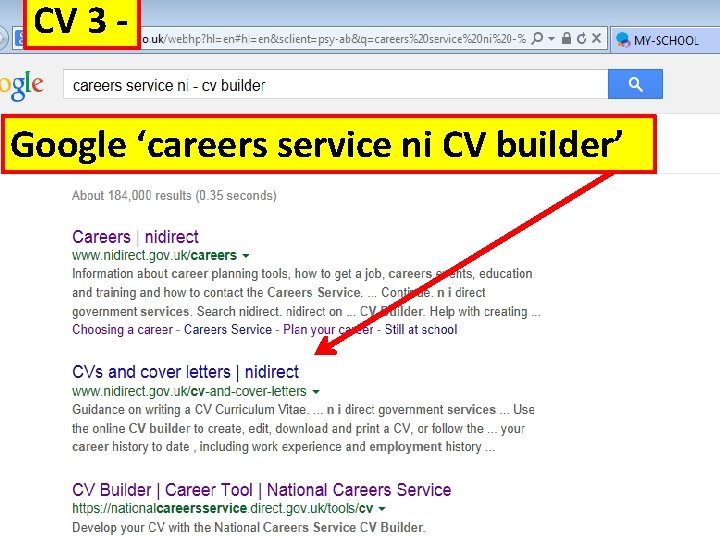CV 3 Google ‘careers service ni CV builder’ 