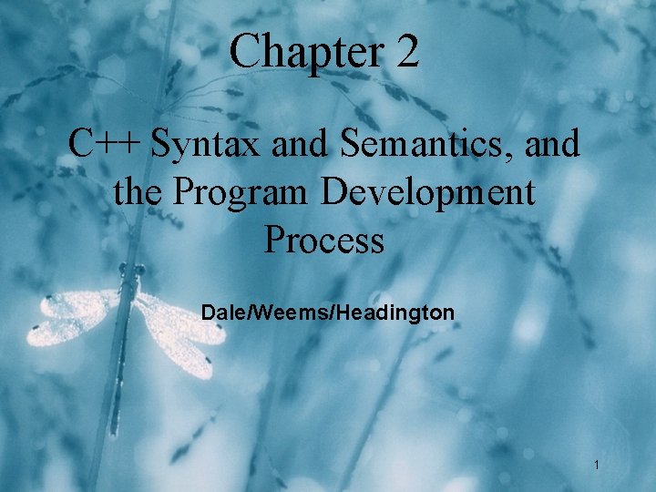 Chapter 2 C++ Syntax and Semantics, and the Program Development Process Dale/Weems/Headington 1 