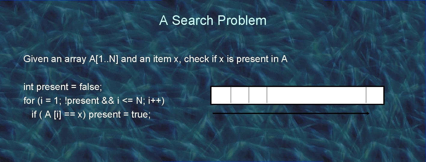 A Search Problem Given an array A[1. . N] and an item x, check