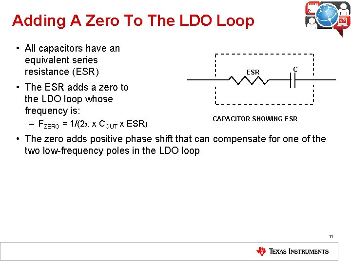 Adding A Zero To The LDO Loop • All capacitors have an equivalent series
