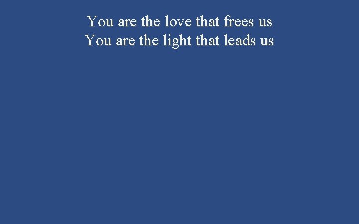 You are the love that frees us You are the light that leads us