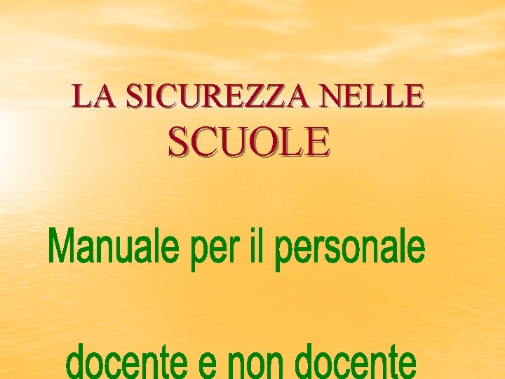 LA SICUREZZA NELLE SCUOLE 