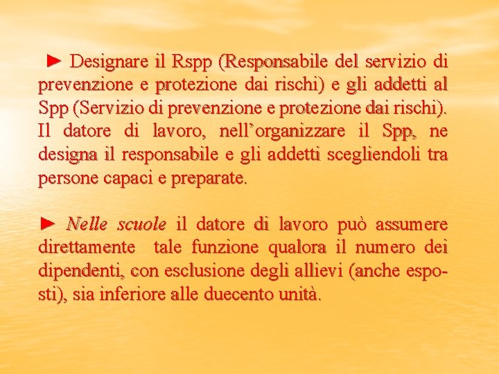  ► Designare il Rspp (Responsabile del servizio di prevenzione e protezione dai rischi)