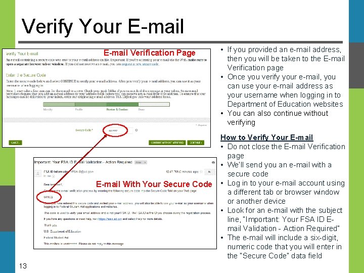Verify Your E-mail Verification Page E-mail With Your Secure Code 13 • If you Verify Your E-mail Verification Page E-mail With Your Secure Code 13 • If you