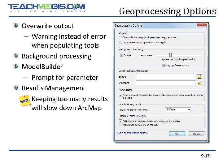 Geoprocessing Options Overwrite output – Warning instead of error when populating tools Background processing