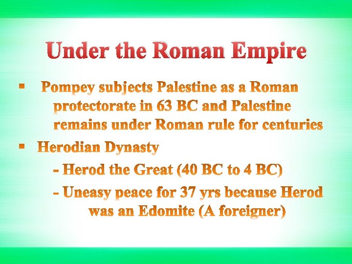 Under the Roman Empire 