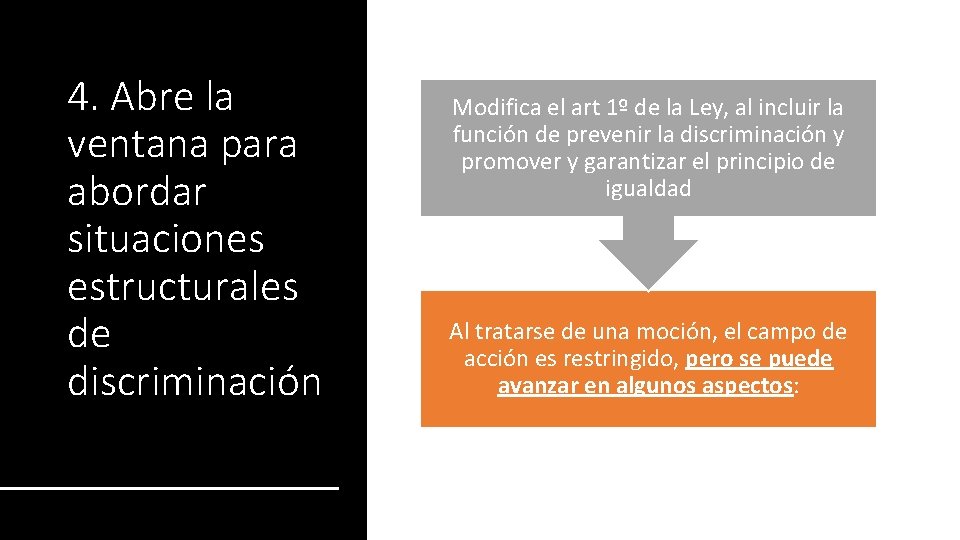 4. Abre la ventana para abordar situaciones estructurales de discriminación Modifica el art 1º