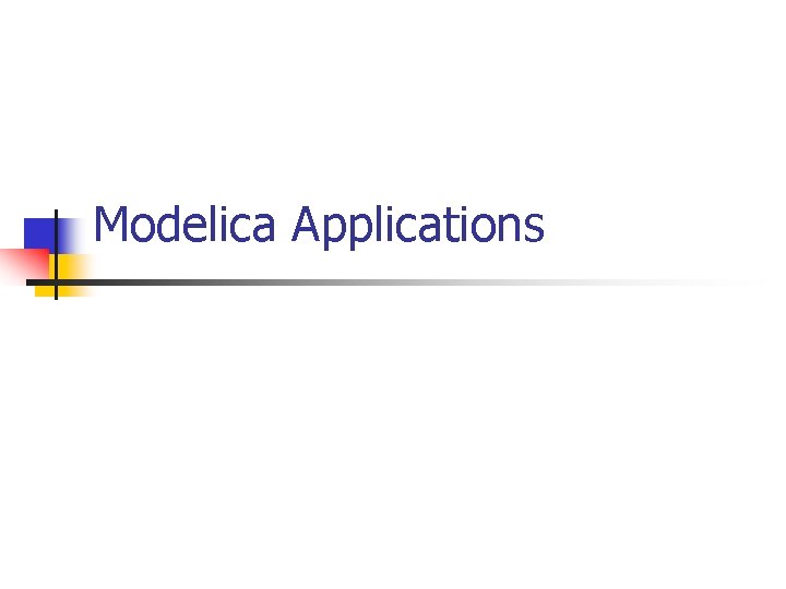 Modelica Applications 