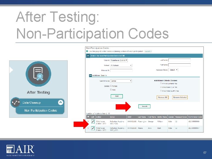 After Testing: Non-Participation Codes 57 