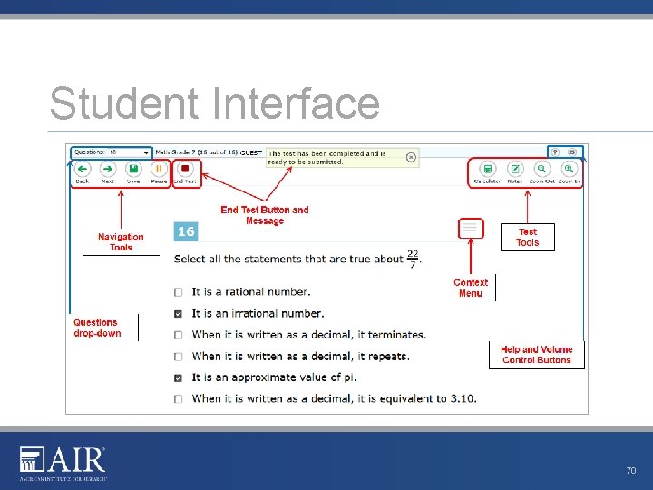 Student Interface 70 