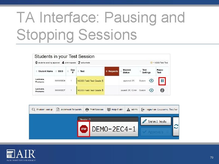 TA Interface: Pausing and Stopping Sessions 79 