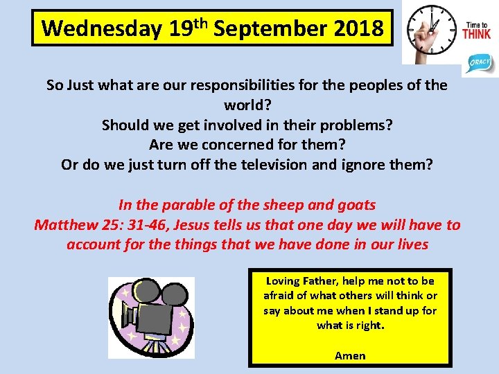 Wednesday 19 th September 2018 So Just what are our responsibilities for the peoples