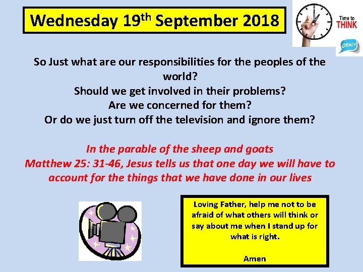 Wednesday 19 th September 2018 So Just what are our responsibilities for the peoples
