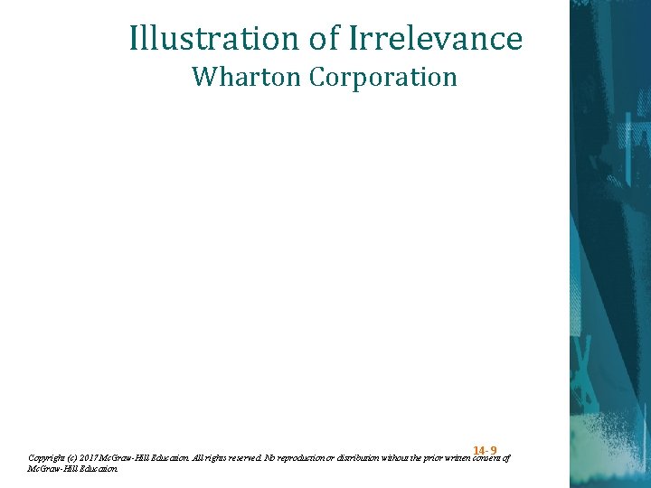 Illustration of Irrelevance Wharton Corporation 14 -9 Copyright (c) 2017 Mc. Graw-Hill Education. All