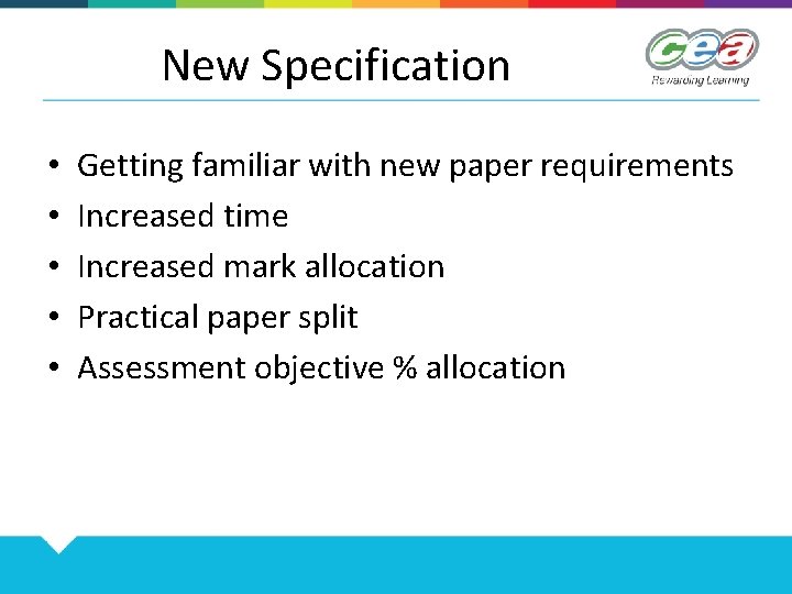 New Specification • • • Getting familiar with new paper requirements Increased time Increased