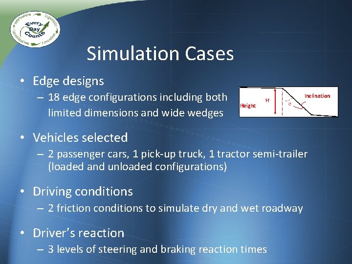 Simulation Cases • Edge designs – 18 edge configurations including both limited dimensions and Simulation Cases • Edge designs – 18 edge configurations including both limited dimensions and