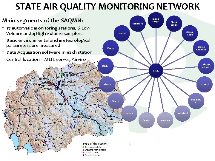 STATE AIR QUALITY MONITORING NETWORK Main segments of the SAQMN: • 17 automatic monitoring