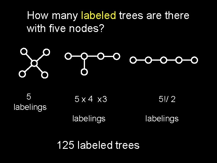 How many labeled trees are there with five nodes? 5 labelings 5 x 4