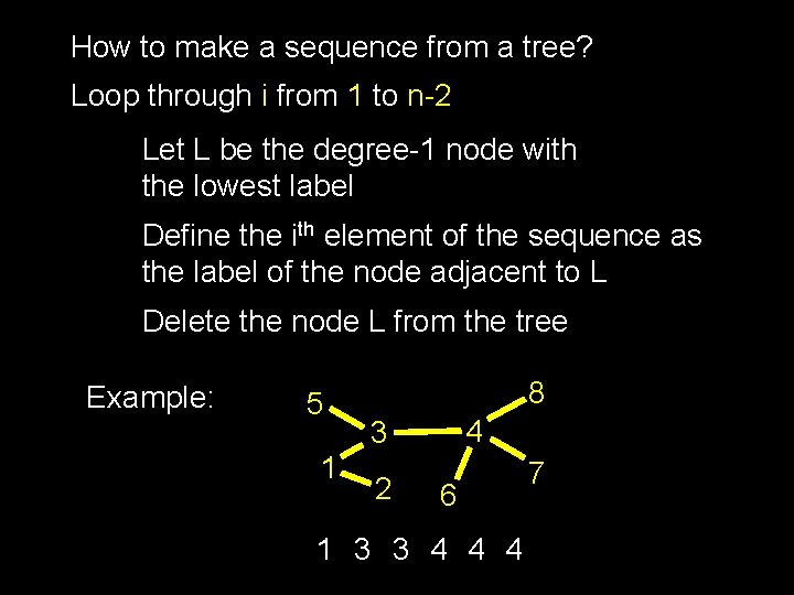 How to make a sequence from a tree? Loop through i from 1 to