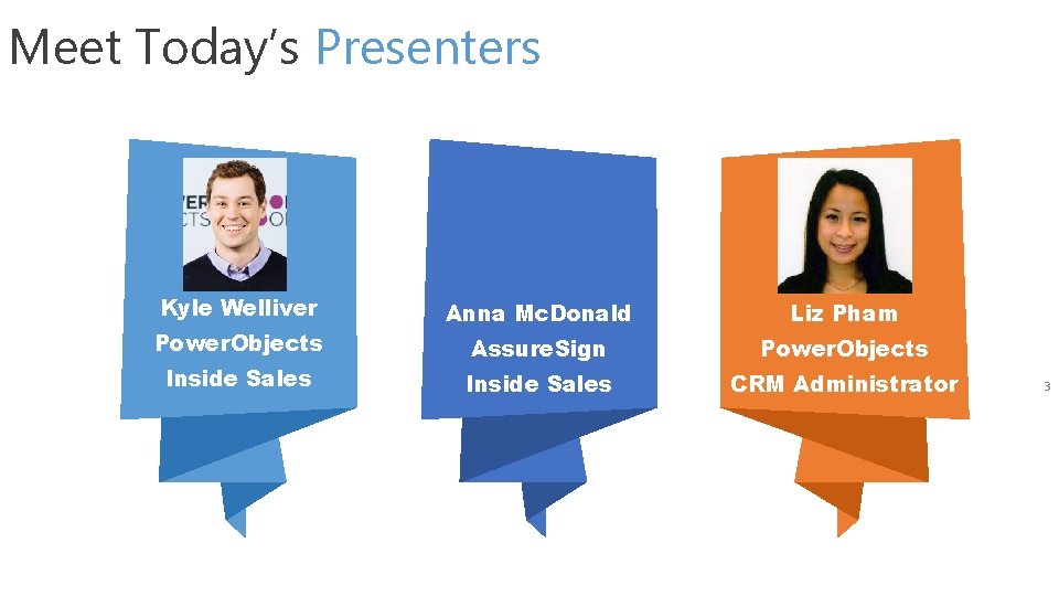 Meet Today’s Presenters Kyle Welliver Power. Objects Inside Sales Anna Mc. Donald Liz Pham