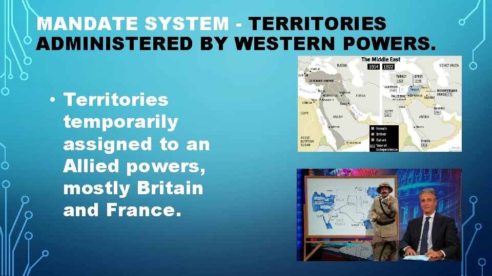 MANDATE SYSTEM - TERRITORIES ADMINISTERED BY WESTERN POWERS. • Territories temporarily assigned to an