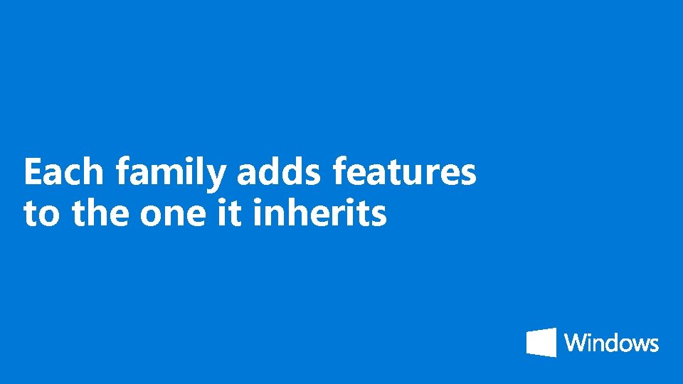Each family adds features to the one it inherits 