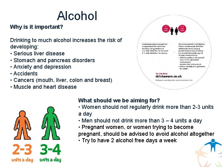Alcohol Why is it important? Drinking to much alcohol increases the risk of developing: