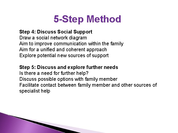 5 -Step Method Step 4: Discuss Social Support Draw a social network diagram Aim 5 -Step Method Step 4: Discuss Social Support Draw a social network diagram Aim