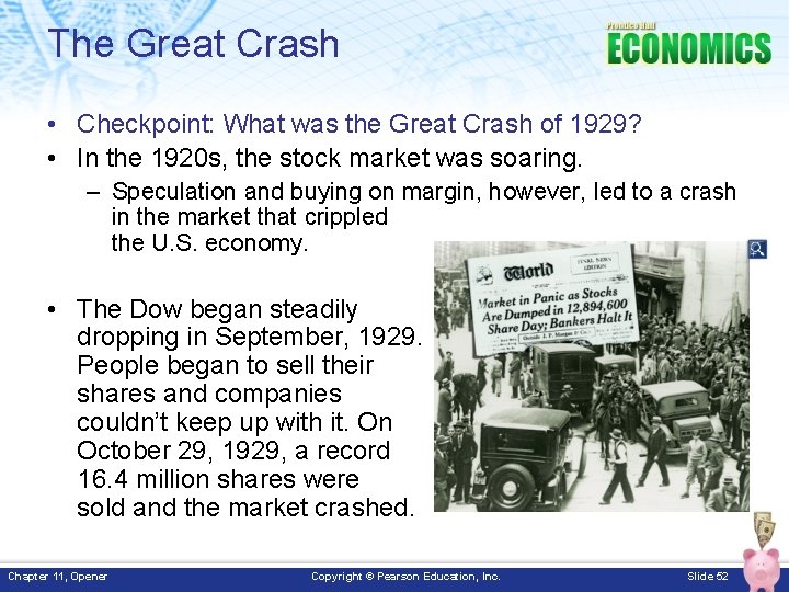 The Great Crash • Checkpoint: What was the Great Crash of 1929? • In The Great Crash • Checkpoint: What was the Great Crash of 1929? • In