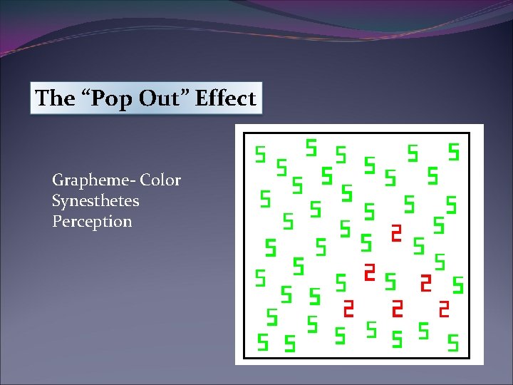 The “Pop Out” Effect Grapheme- Color Synesthetes Perception 