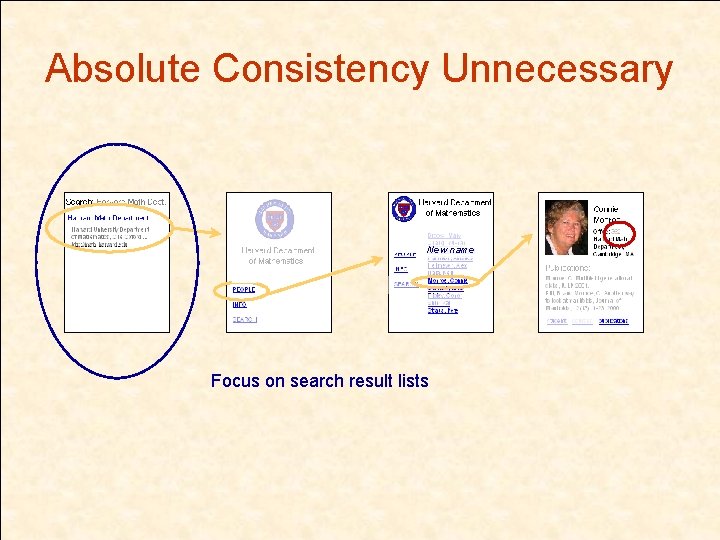 Absolute Consistency Unnecessary New name Focus on search result lists 