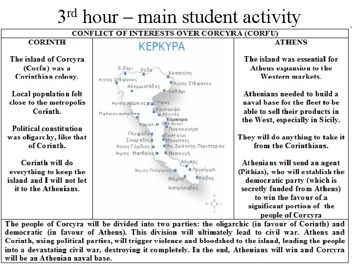 3 rd hour – main student activity 