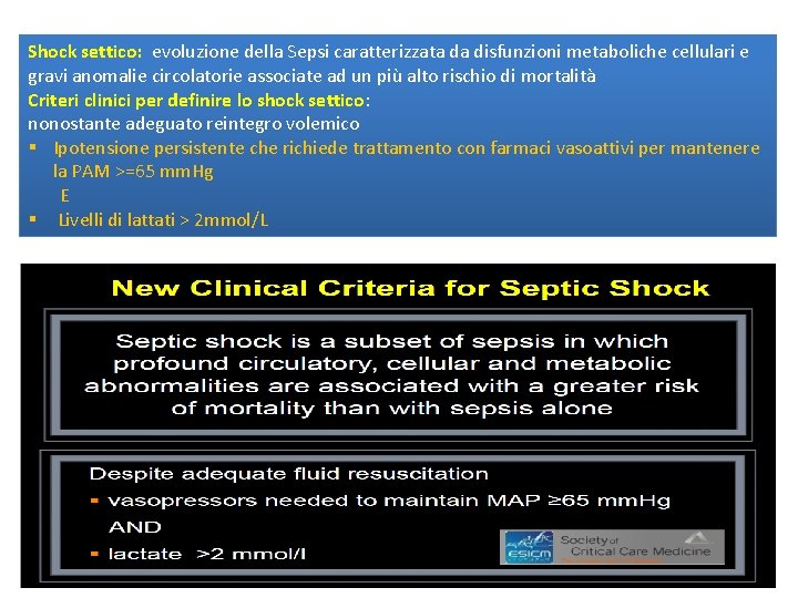 Shock settico: evoluzione della Sepsi caratterizzata da disfunzioni metaboliche cellulari e gravi anomalie circolatorie