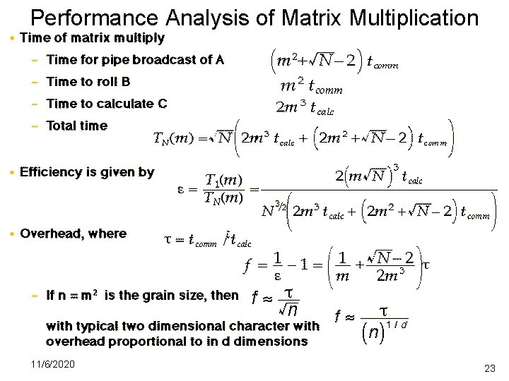 Performance Analysis of Matrix Multiplication 11/6/2020 23 