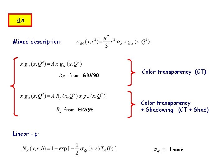 d. A Mixed description: from GRV 98 from EKS 98 Color transparency (CT) Color d. A Mixed description: from GRV 98 from EKS 98 Color transparency (CT) Color