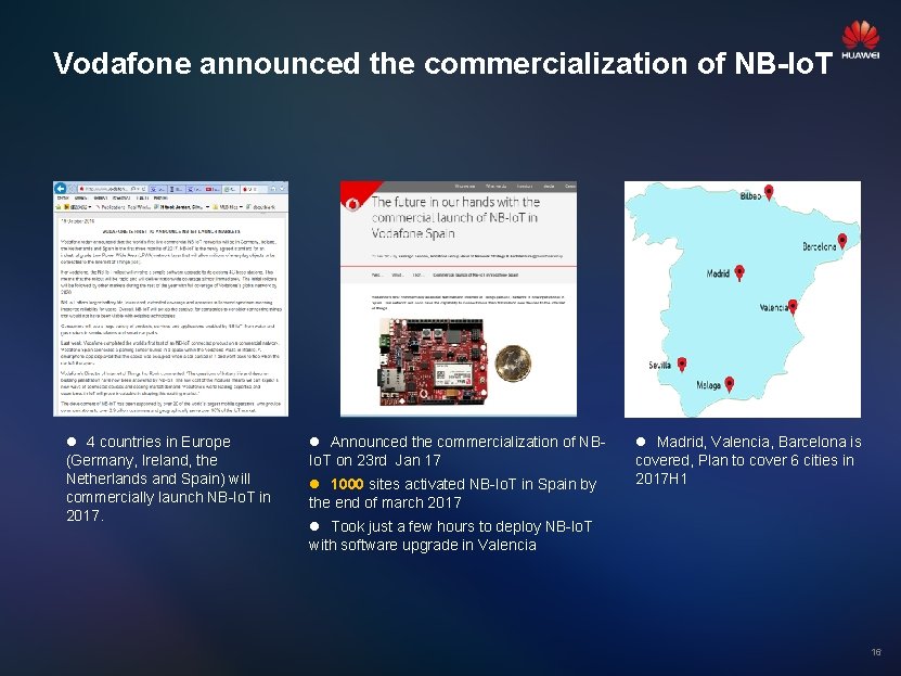 Vodafone announced the commercialization of NB-Io. T l 4 countries in Europe (Germany, Ireland,