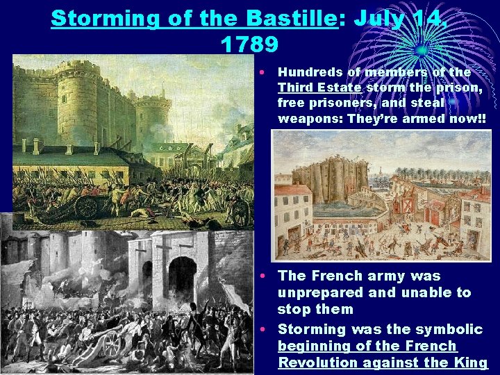 Storming of the Bastille: July 14, 1789 • Hundreds of members of the Third Storming of the Bastille: July 14, 1789 • Hundreds of members of the Third
