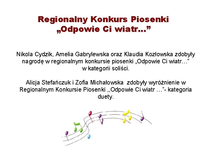 Regionalny Konkurs Piosenki „Odpowie Ci wiatr…” Nikola Cydzik, Amelia Gabrylewska oraz Klaudia Kozłowska zdobyły