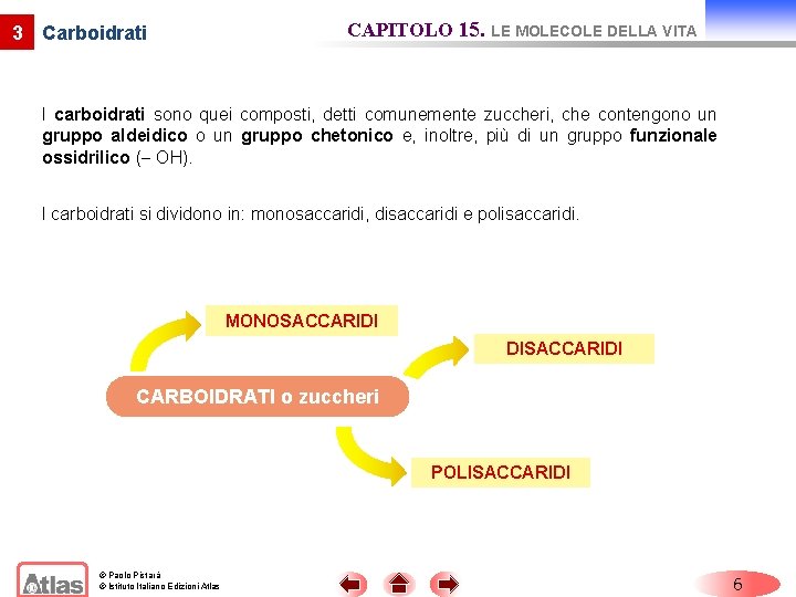 3 Carboidrati CAPITOLO 15. LE MOLECOLE DELLA VITA I carboidrati sono quei composti, detti